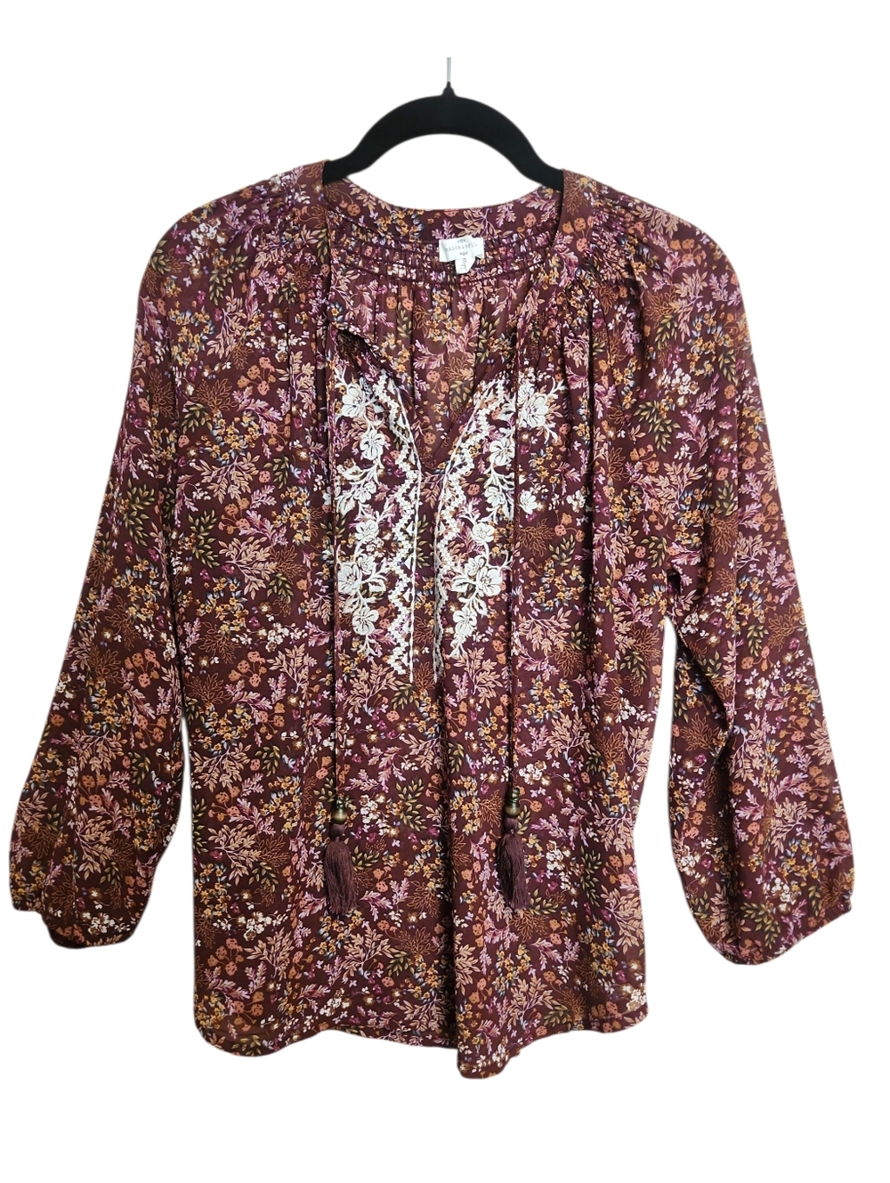 MASON & BELLE ANTHROPOLOGIE EMBROIDERED LIGHTWEIGHT PEASANT BOHO TOP SMALL